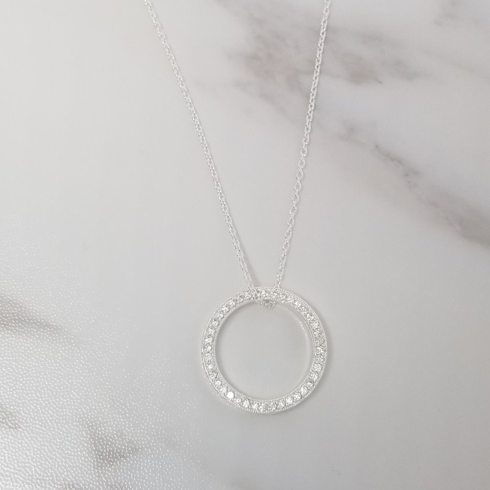 Sterling Silver Necklace with CZ Circle Of Life